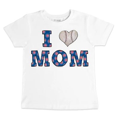 Infant Tiny Turnip White Chicago Cubs Heart Mom T-Shirt