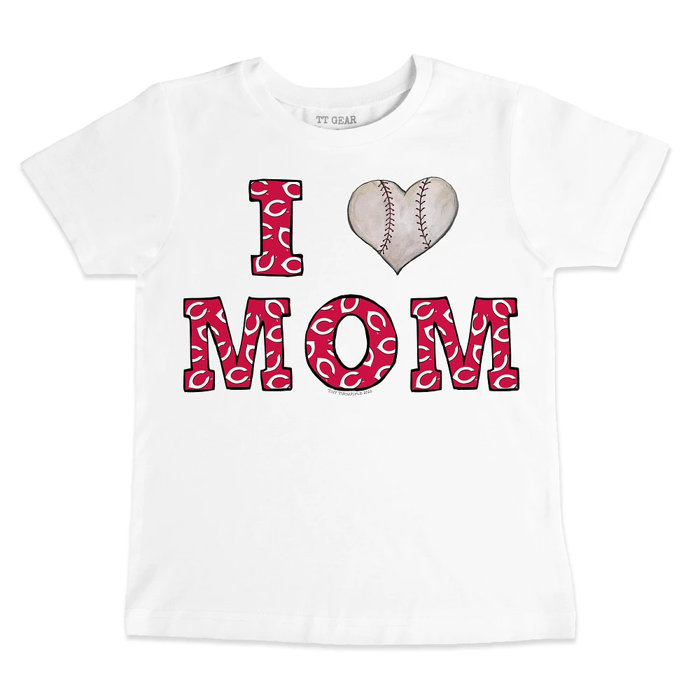 Infant Tiny Turnip White Cincinnati Reds Heart Mom T-Shirt