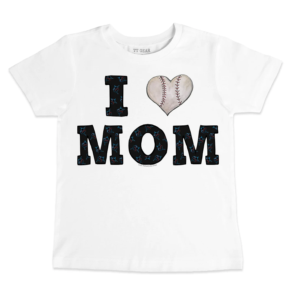 Infant Tiny Turnip White Miami Marlins Heart Mom T-Shirt