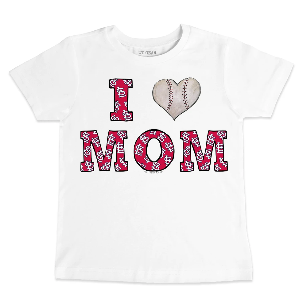 Infant Tiny Turnip White St. Louis Cardinals Heart Mom T-Shirt
