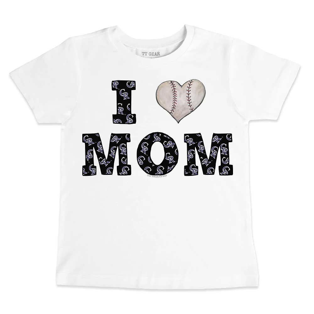 Toddler Tiny Turnip White Colorado Rockies Heart Mom T-Shirt