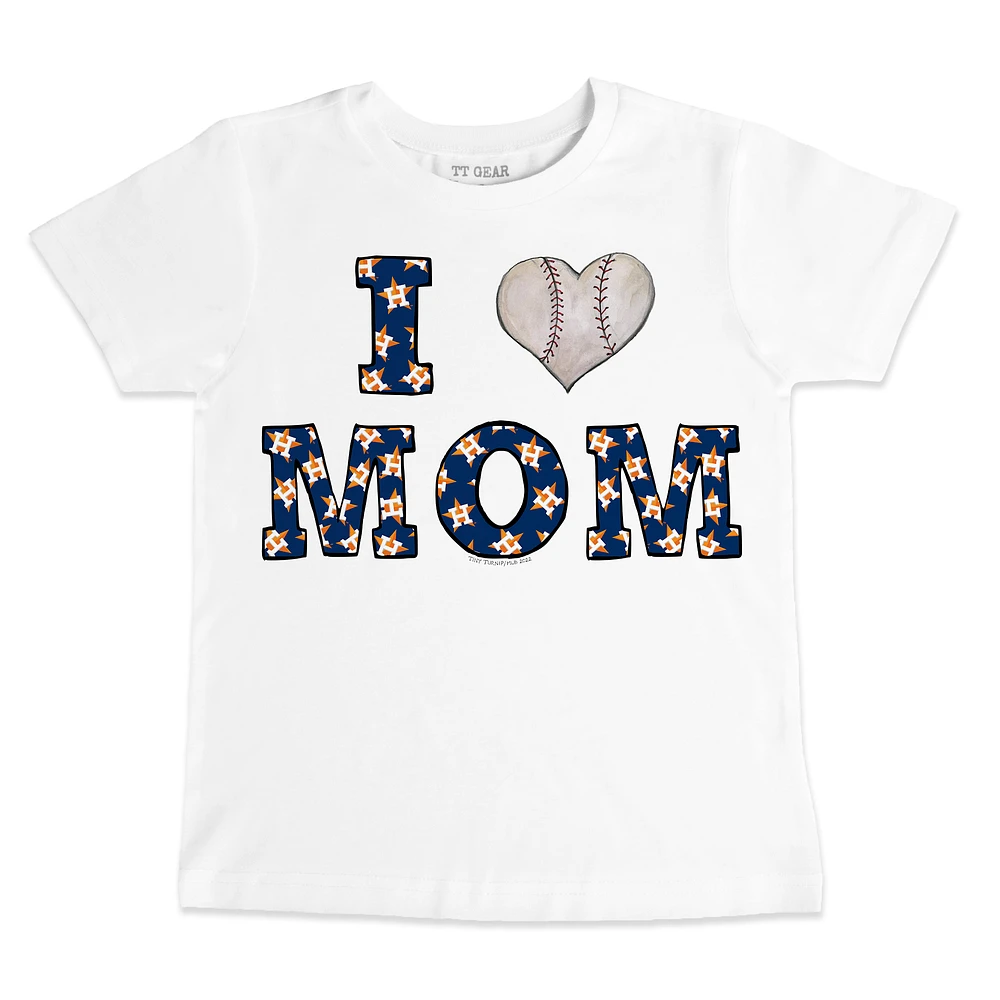 Toddler Tiny Turnip White Houston Astros Heart Mom T-Shirt