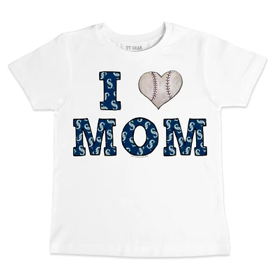 Toddler Tiny Turnip White Seattle Mariners Heart Mom T-Shirt