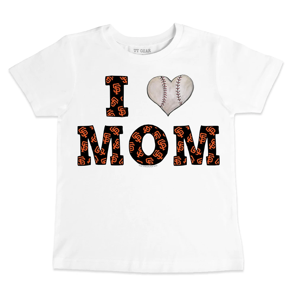 Toddler Tiny Turnip White San Francisco Giants Heart Mom T-Shirt