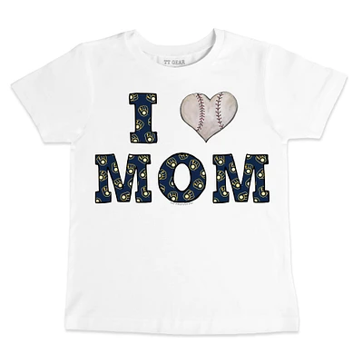Youth Tiny Turnip White Milwaukee Brewers Heart Mom T-Shirt