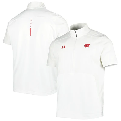 Men's Under Armour White Wisconsin Badgers Motivate 2.0 Half-Zip Jacket