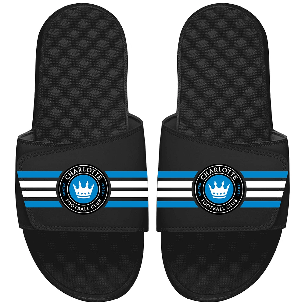 Men's ISlide Black Charlotte FC Stripes Slide Sandals