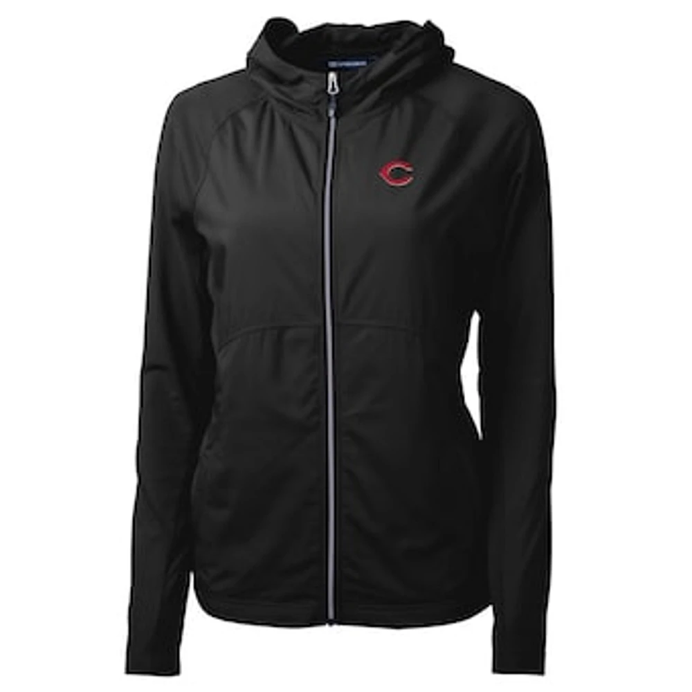 Women's Cutter & Buck Black Cincinnati Reds Adapt Eco Knit Full-Zip Jacket