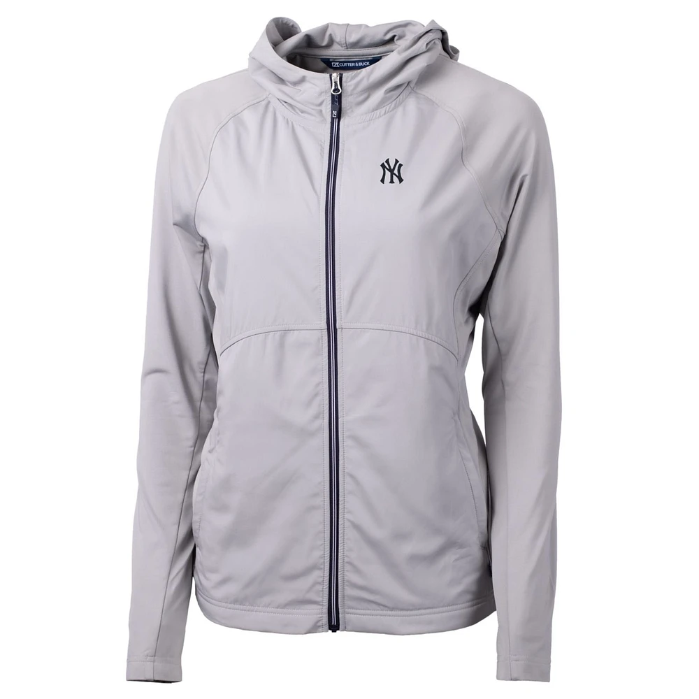Women's Cutter & Buck Gray New York Yankees Adapt Eco Knit Full-Zip Jacket