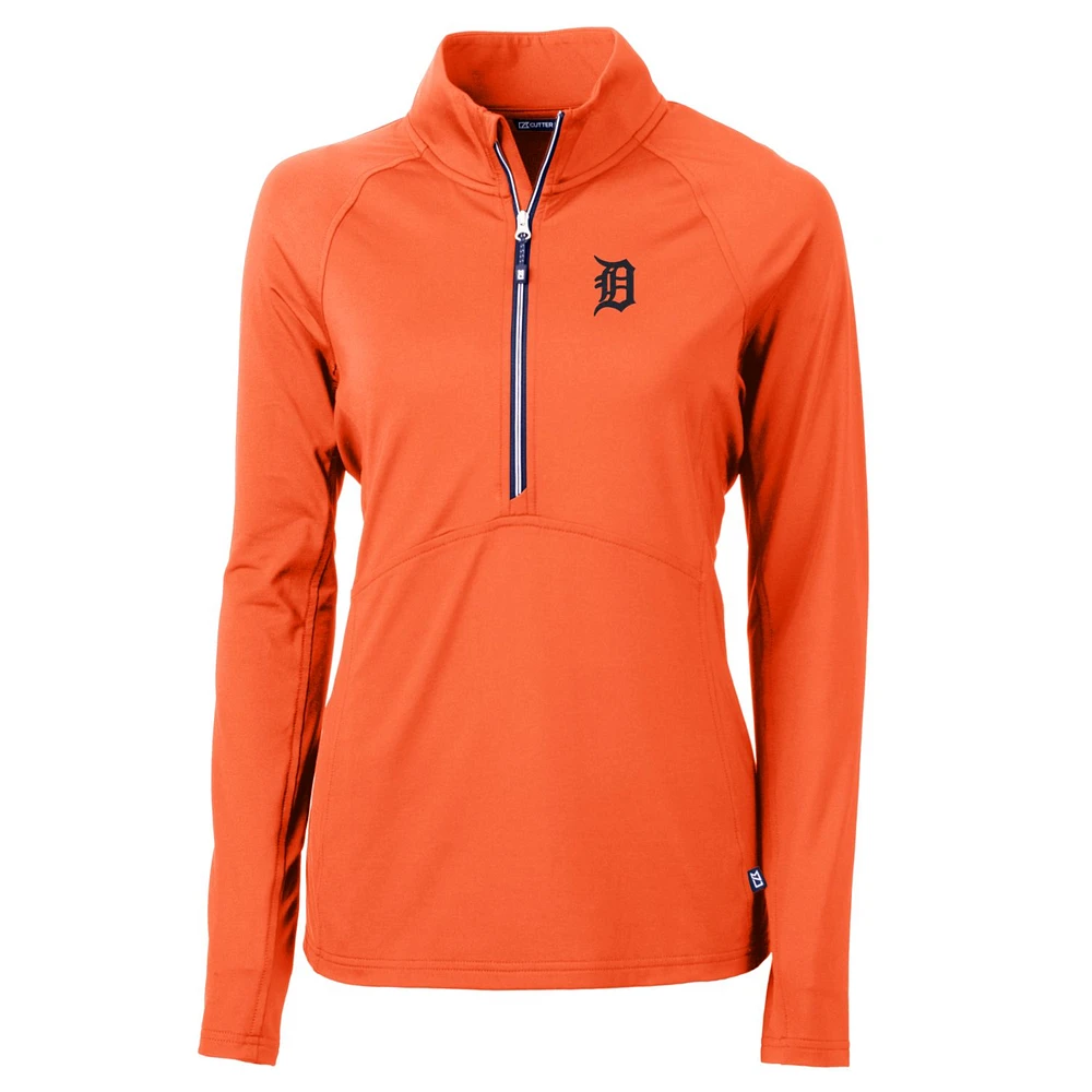 Women's Cutter & Buck Detroit Tigers Adapt Eco Knit Stretch Half-Zip Pullover Top