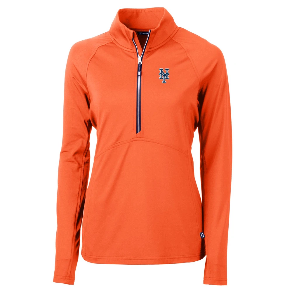 Women's Cutter & Buck New York Mets Adapt Eco Knit Stretch Half-Zip Pullover Top
