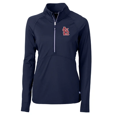 Women's Cutter & Buck Navy St. Louis Cardinals Adapt Eco Knit Stretch Half-Zip Pullover Top