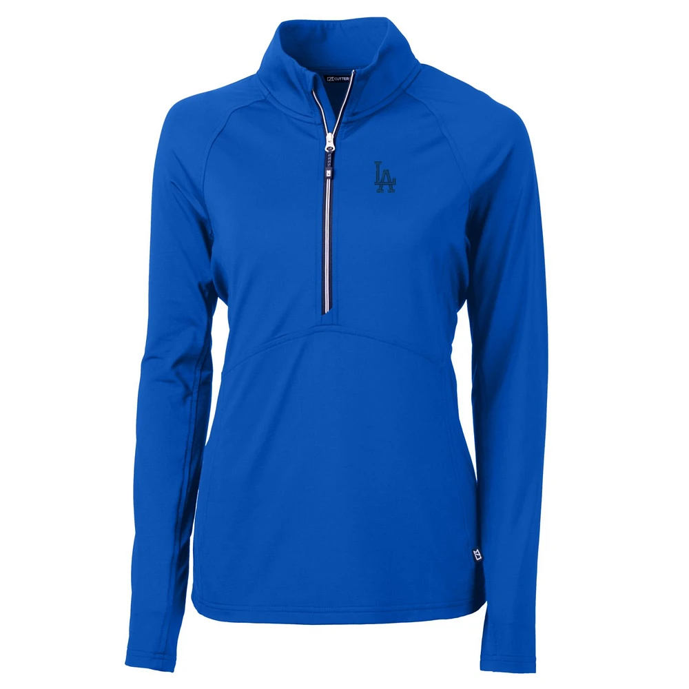Women's Cutter & Buck Royal Los Angeles Dodgers Adapt Eco Knit Stretch Half-Zip Pullover Top