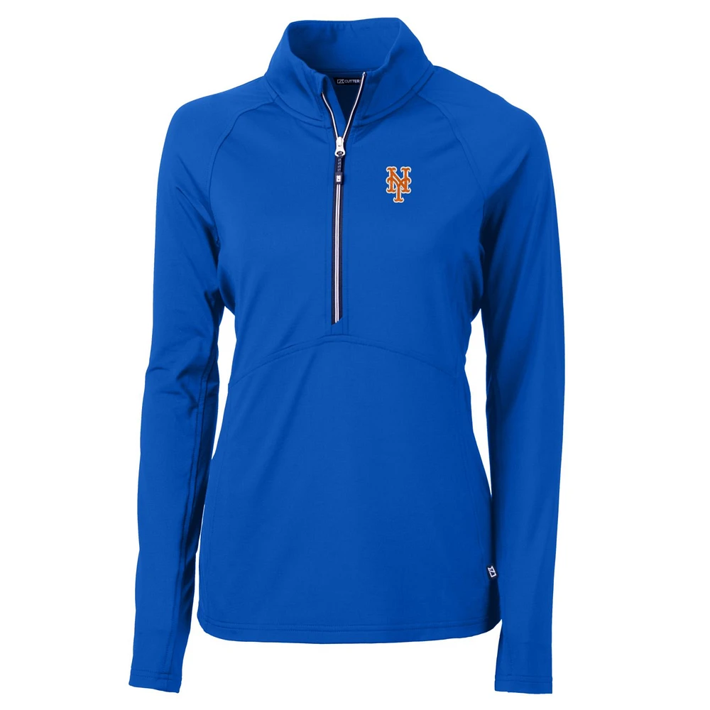 Women's Cutter & Buck Royal New York Mets Adapt Eco Knit Stretch Half-Zip Pullover Top
