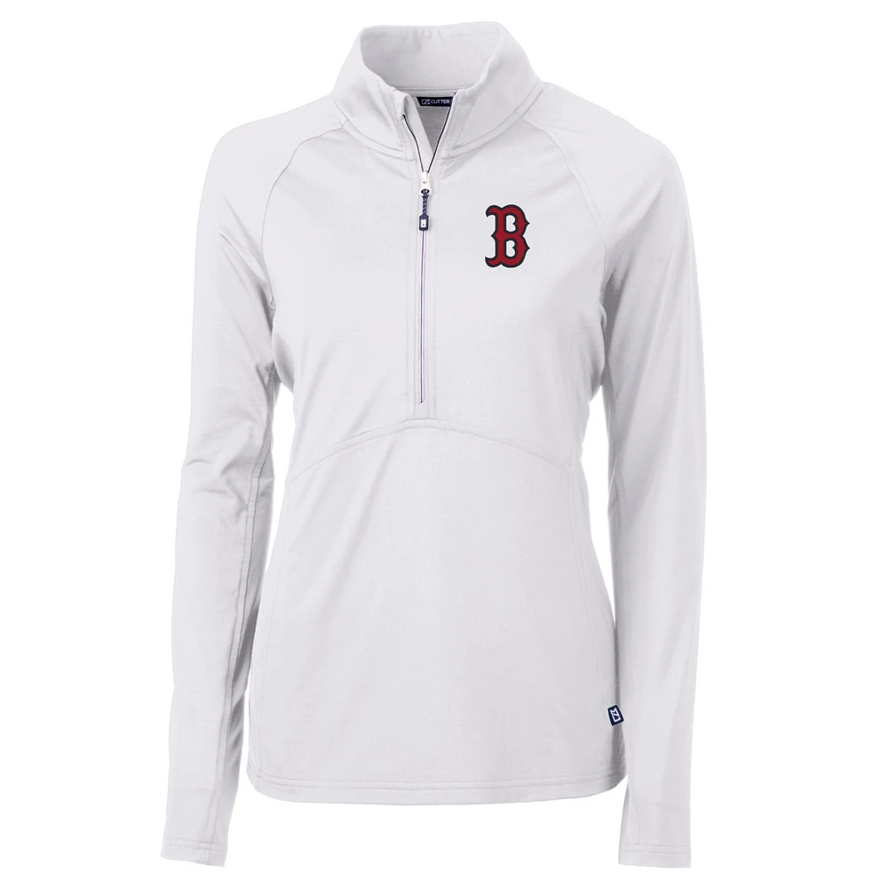 Women's Cutter & Buck Boston Red Sox Adapt Eco Knit Stretch Half-Zip Pullover Top