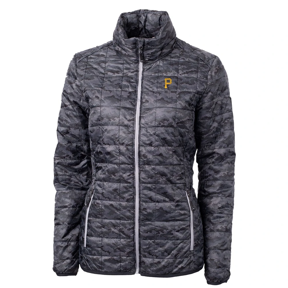 Women's Cutter & Buck Black Pittsburgh Pirates Rainier PrimaLoft Printed Full-Zip Puffer Jacket