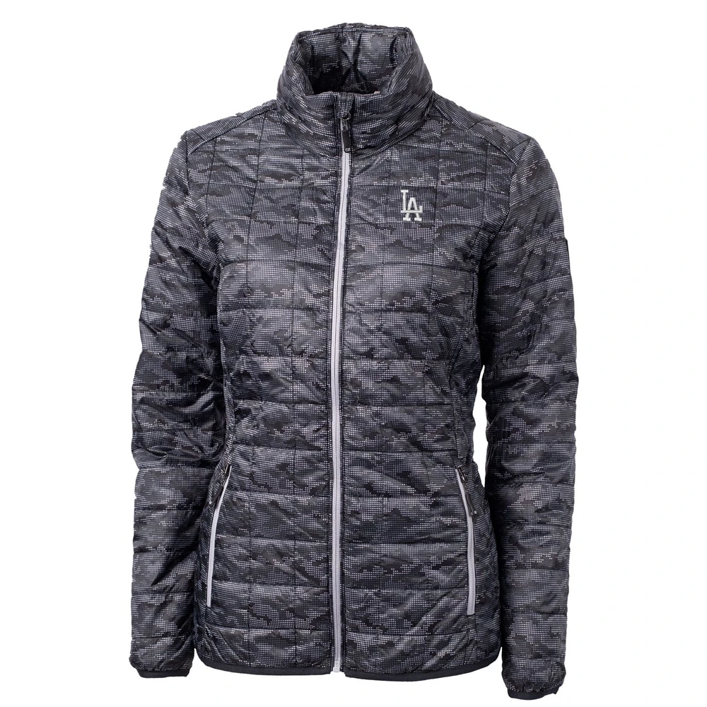 Women's Cutter & Buck Black Los Angeles Dodgers Rainier PrimaLoft Printed Full-Zip Puffer Jacket
