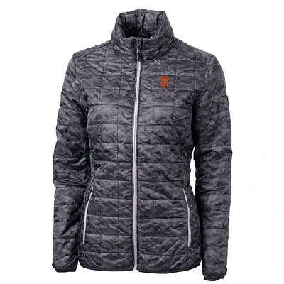 Women's Cutter & Buck Black San Francisco Giants Rainier PrimaLoft Printed Full-Zip Puffer Jacket