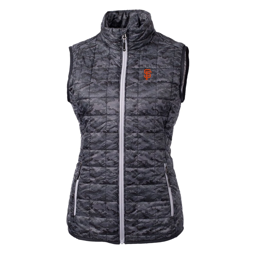 Women's Cutter & Buck Black San Francisco Giants Rainier PrimaLoft Eco Printed Full-Zip Puffer Vest