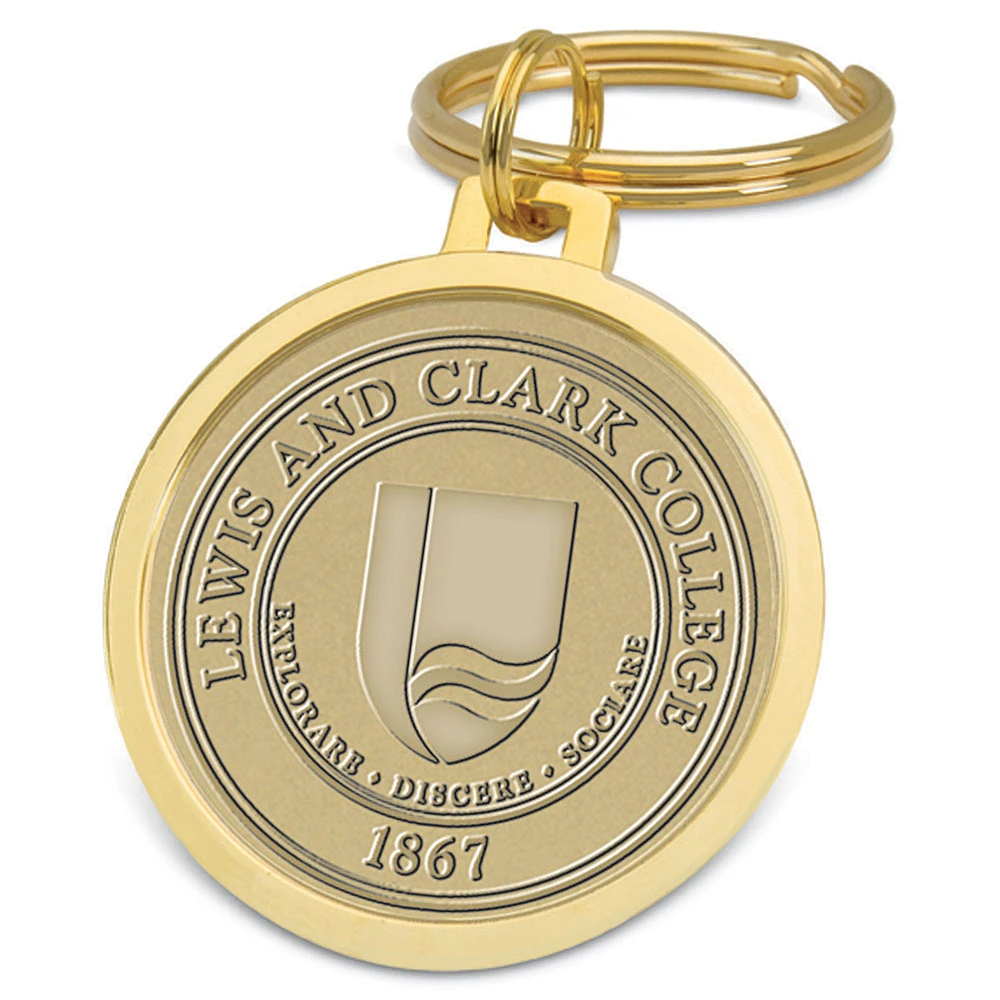 Gold Lewis & Clark College Pioneers Team Logo Split-Wire Key Ring