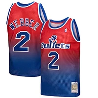 Men's Mitchell & Ness Chris Webber Royal/Red Washington Bullets 1994/95 Hardwood Classics Fadeaway Swingman Player Jersey
