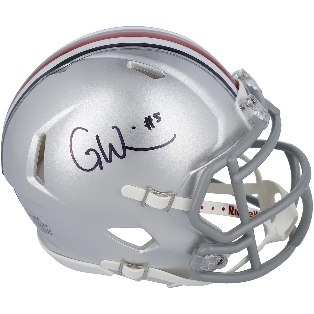 Garrett Wilson Ohio State Buckeyes Autographed Riddell Speed Mini Helmet