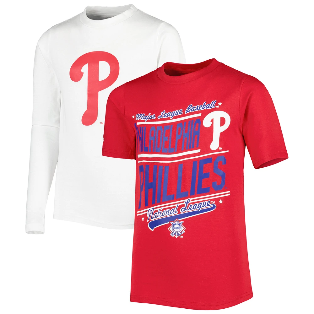 Youth Stitches Red/White Philadelphia Phillies Combo T-Shirt Set
