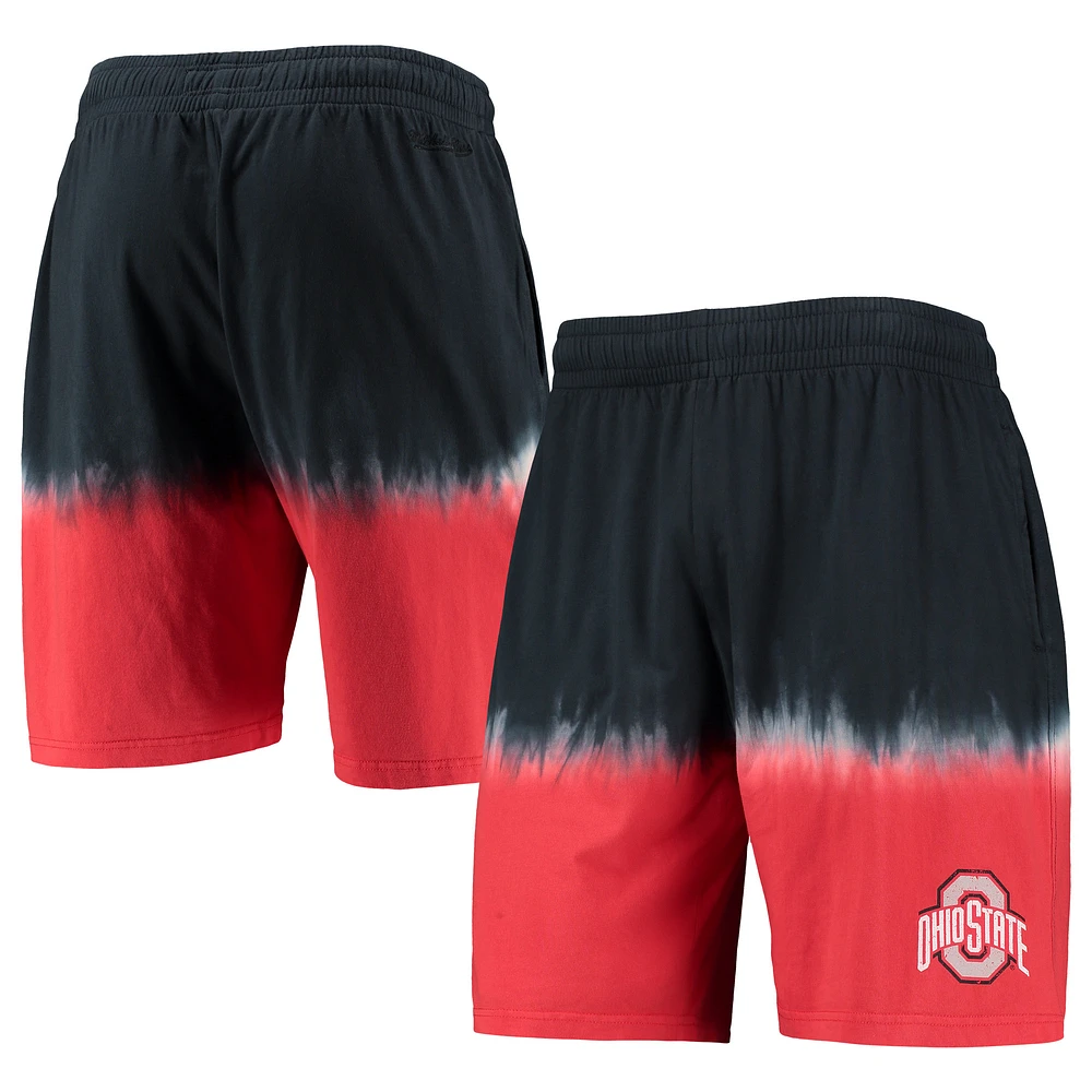 Men's Mitchell & Ness Black/Scarlet Ohio State Buckeyes Tie-Dye Shorts