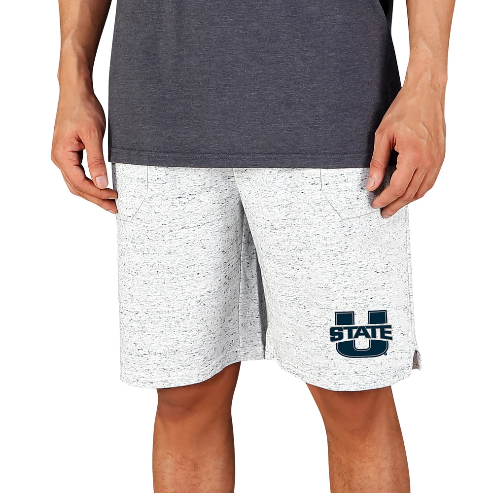 Men's Concepts Sport White/Charcoal Utah State Aggies Throttle Knit Jam Shorts