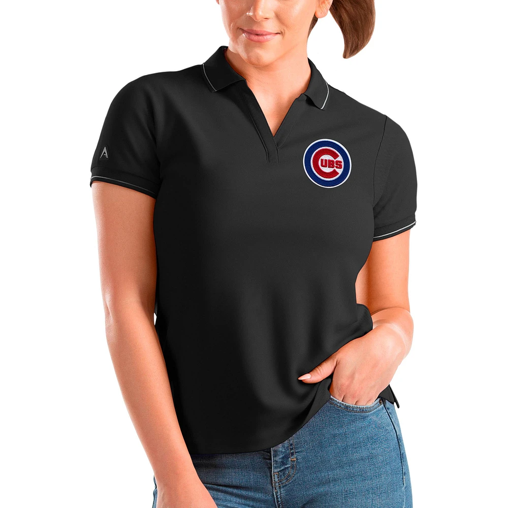 Women's Antigua Black Chicago Cubs Affluent Polo