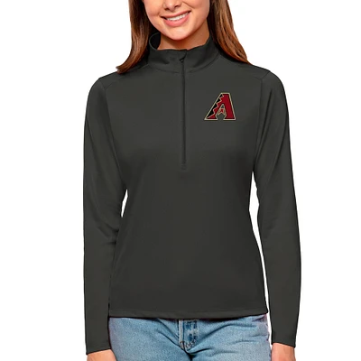 Women's Antigua Charcoal Arizona Diamondbacks Tribute Quarter-Zip Pullover Top