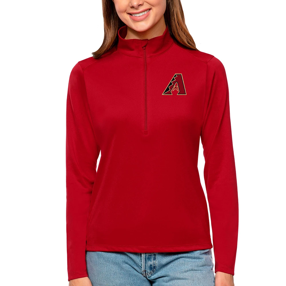 Women's Antigua Red Arizona Diamondbacks Tribute Quarter-Zip Pullover Top