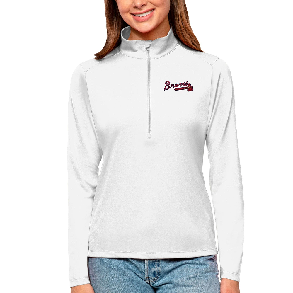 Women's Antigua Atlanta Braves Tribute Quarter-Zip Pullover Top