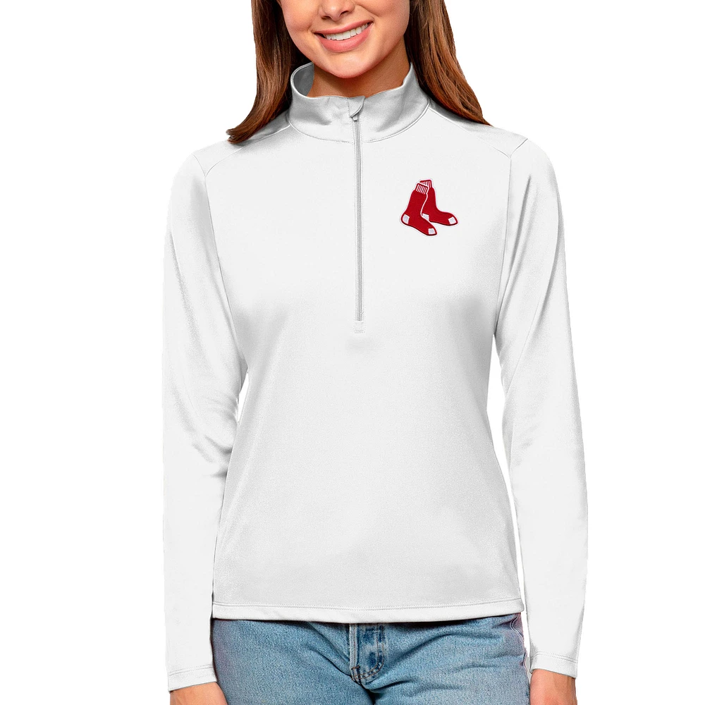 Women's Antigua Boston Red Sox Tribute Quarter-Zip Pullover Top