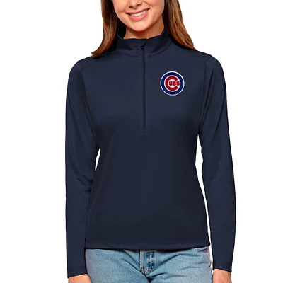 Women's Antigua Navy Chicago Cubs Tribute Quarter-Zip Pullover Top