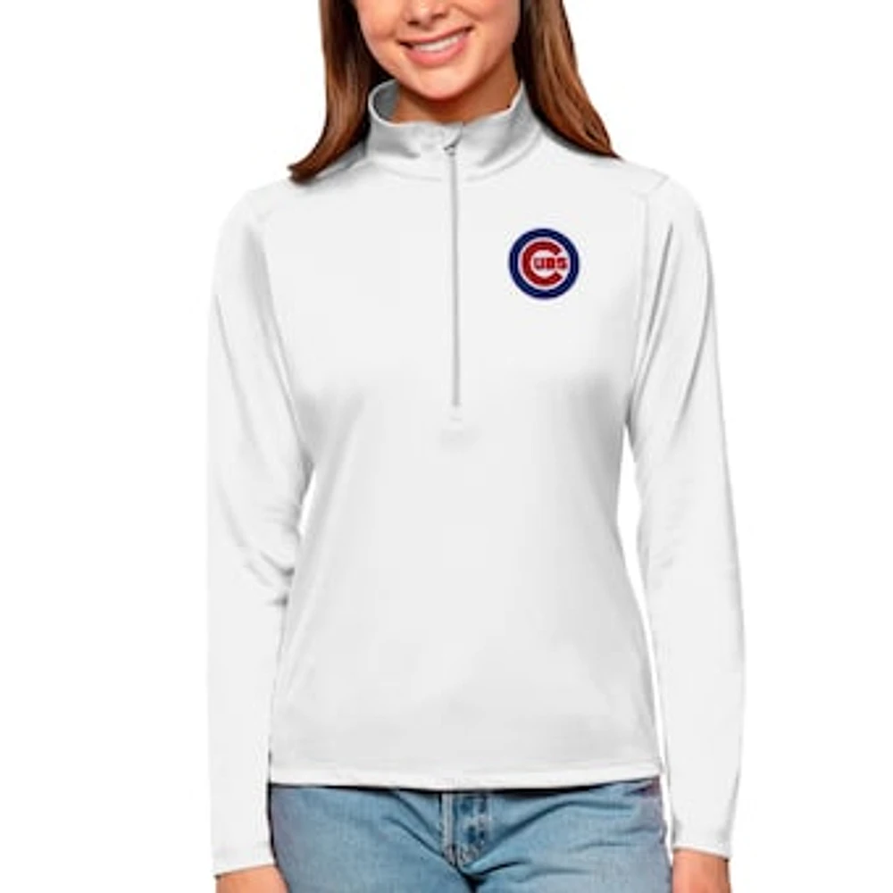 Women's Antigua Chicago Cubs Tribute Quarter-Zip Pullover Top