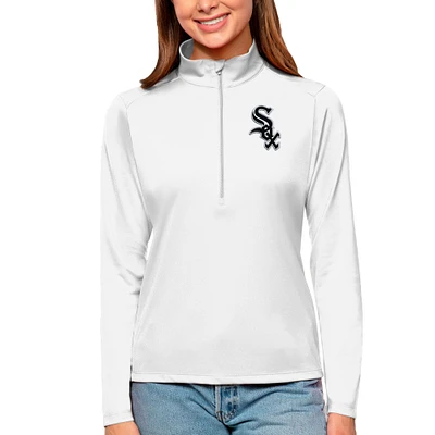 Women's Antigua White Chicago Sox Tribute Quarter-Zip Pullover Top
