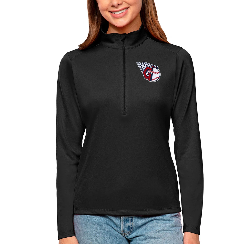 Women's Antigua Cleveland Guardians Tribute Quarter-Zip Pullover Top