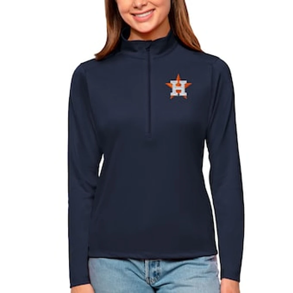Women's Antigua Navy Houston Astros Tribute Quarter-Zip Pullover Top