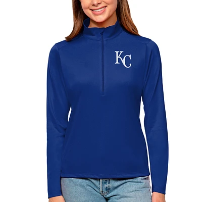Women's Antigua Royal Kansas City Royals Tribute Quarter-Zip Pullover Top