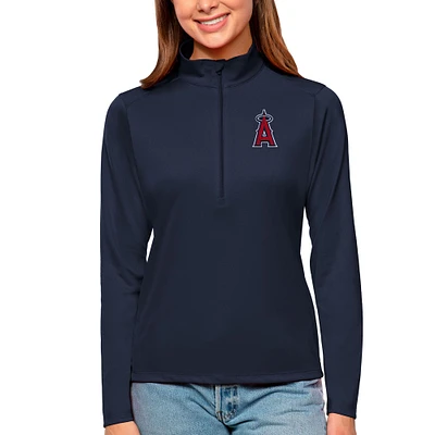 Women's Antigua Navy Los Angeles Angels Tribute Quarter-Zip Pullover Top