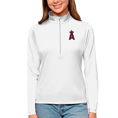 Women's Antigua Los Angeles Angels Tribute Quarter-Zip Pullover Top