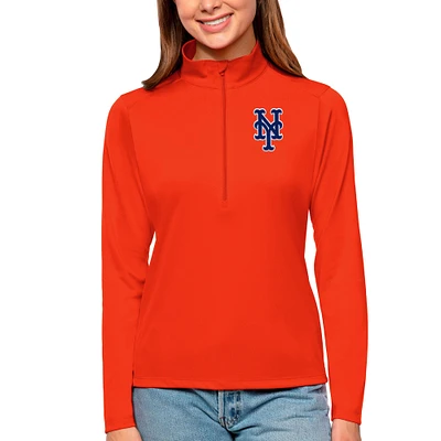 Women's Antigua New York Mets Tribute Quarter-Zip Pullover Top
