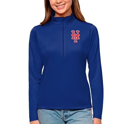 Women's Antigua Royal New York Mets Tribute Quarter-Zip Pullover Top