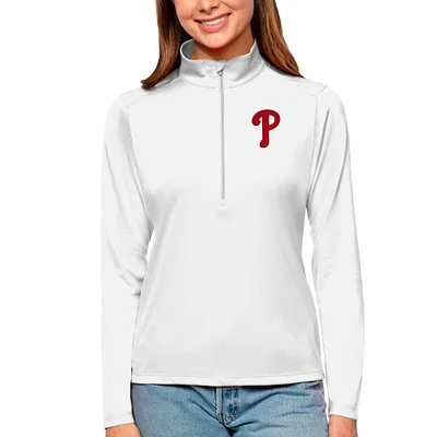 Women's Antigua Philadelphia Phillies Tribute Quarter-Zip Pullover Top