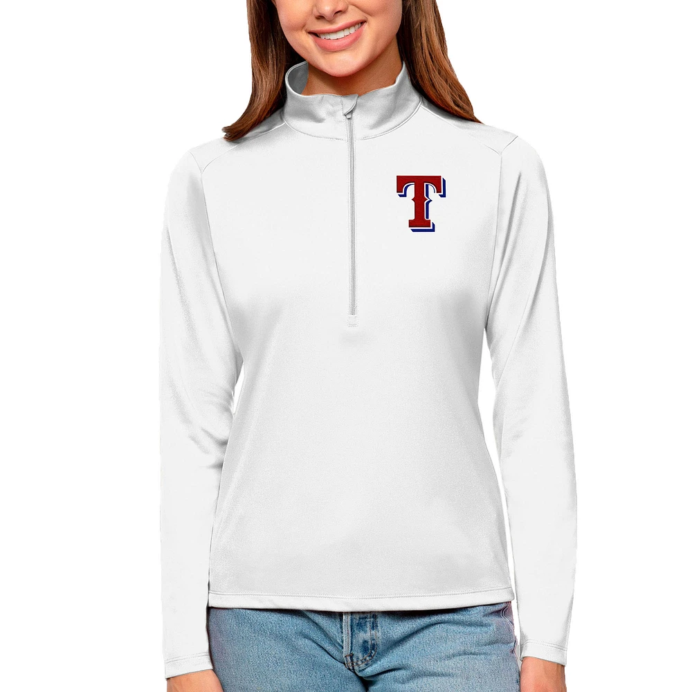 Women's Antigua Texas Rangers Tribute Quarter-Zip Pullover Top