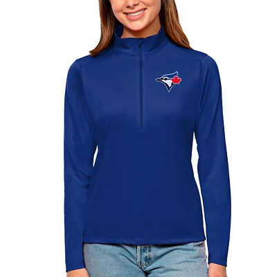 Women's Antigua Royal Toronto Blue Jays Tribute Quarter-Zip Pullover Top