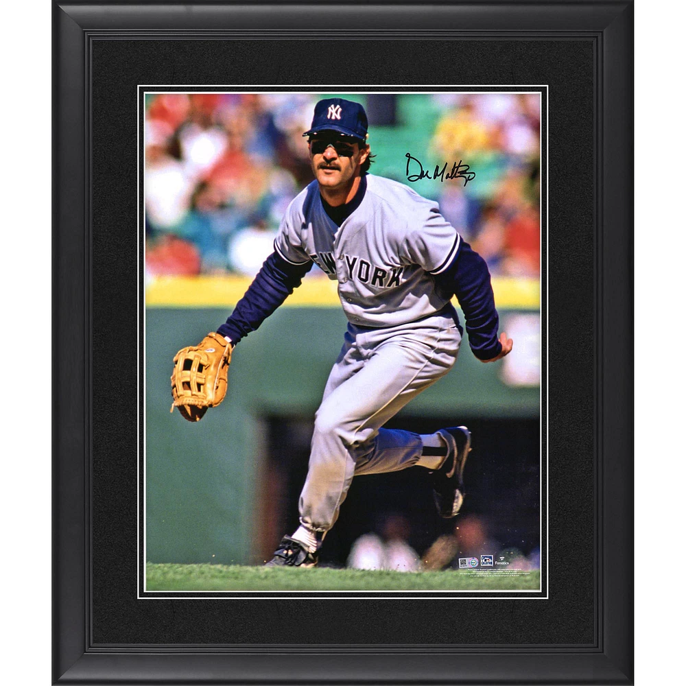 Don Mattingly New York Yankees Autographed 16'' x 20'' Fielding with Shades Framed Photograph