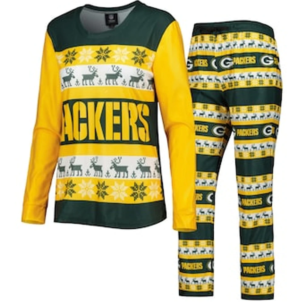 Women's FOCO Green Green Bay Packers Holiday Ugly Pajama Set
