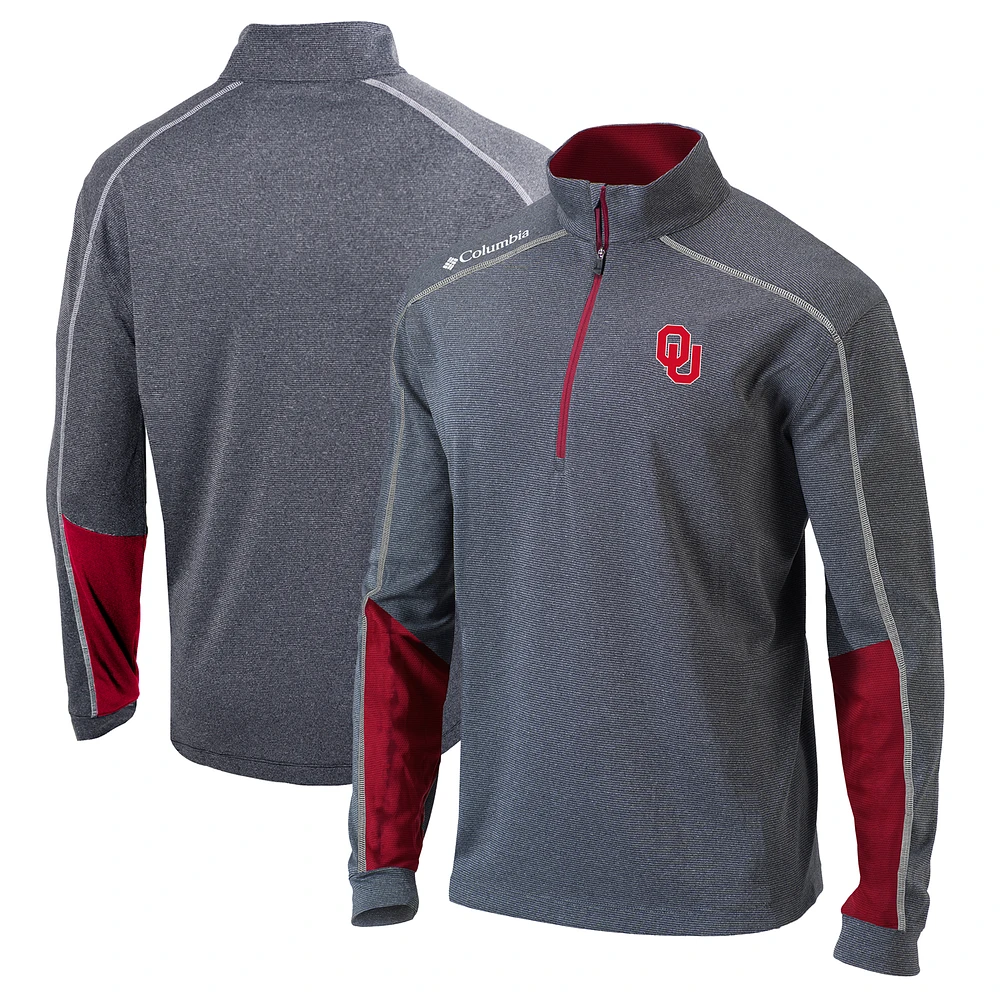 Men's Columbia Heathered Gray/Crimson Oklahoma Sooners Omni-Wick Shotgun 2.0 Quarter-Zip Pullover Top